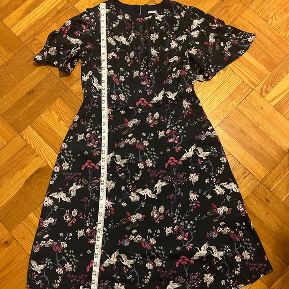 Dark Blue Crane & Blossom Print Midi Dress – Size 48 (fits like a L) - Picture 11 of 11